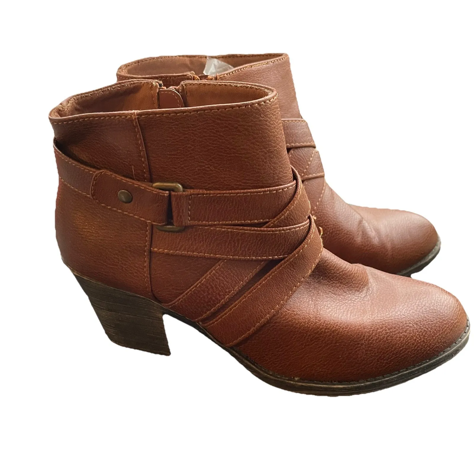 American Eagle Brown Side Zip Ankle‎ Boot With Buckle Straps Women's Size 10 - Image 7