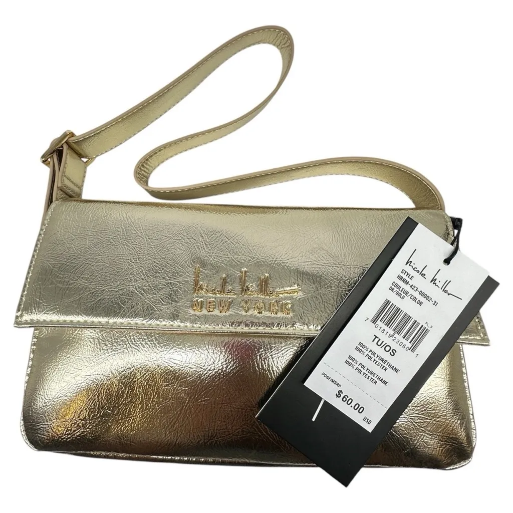 NICOLE MILLER Vegan Leather Metallic Gold Evening Bag Purse Handbag  
NEW - Image 2