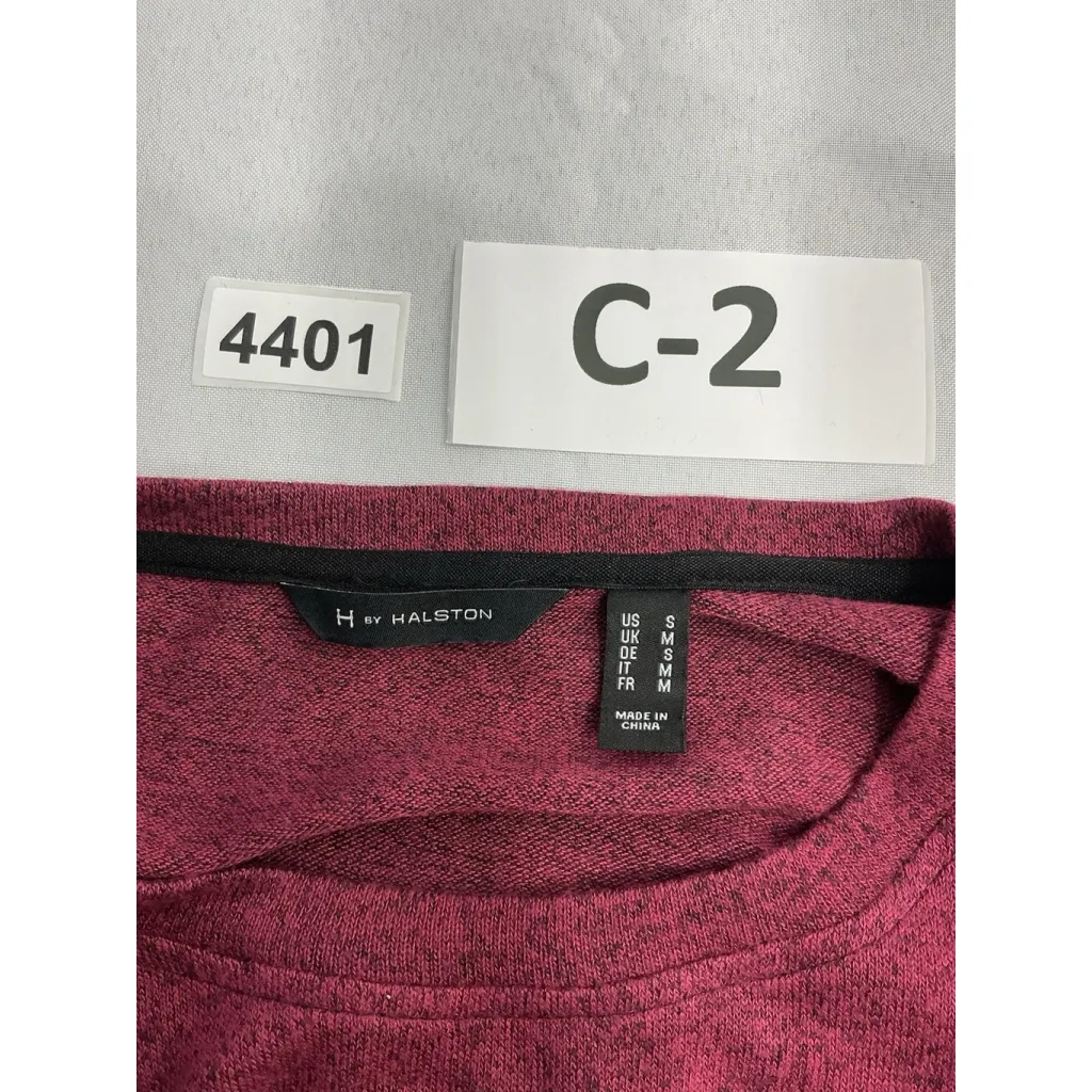 Womans Halston Pullover Top Small Maroon Black Crew Neck Long Sleeve Red - Image 3