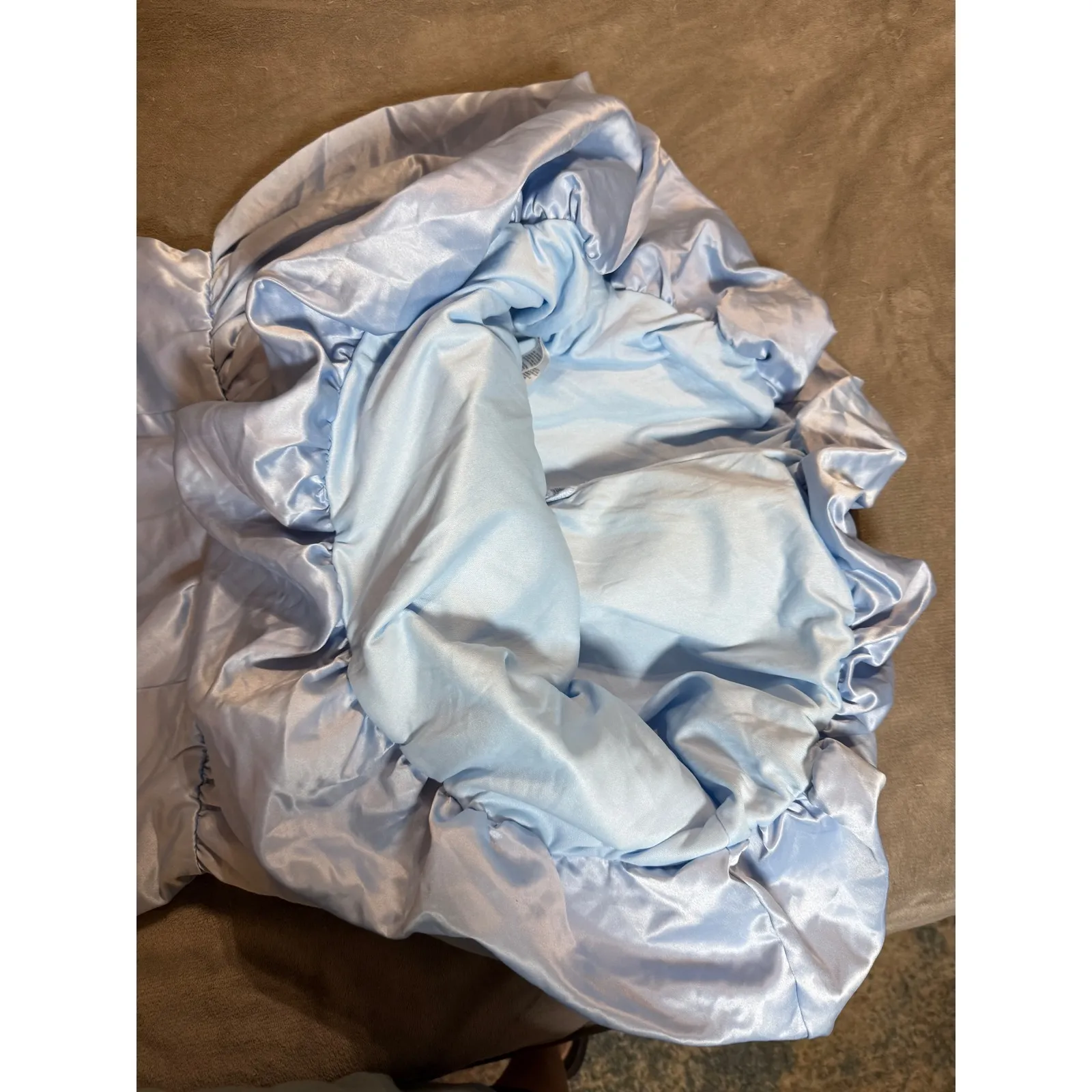 NWOT Lulus XXL Regal‎ Cutie Light Blue Satin Square Neck Bubble-Hem Mini Dress - Image 8