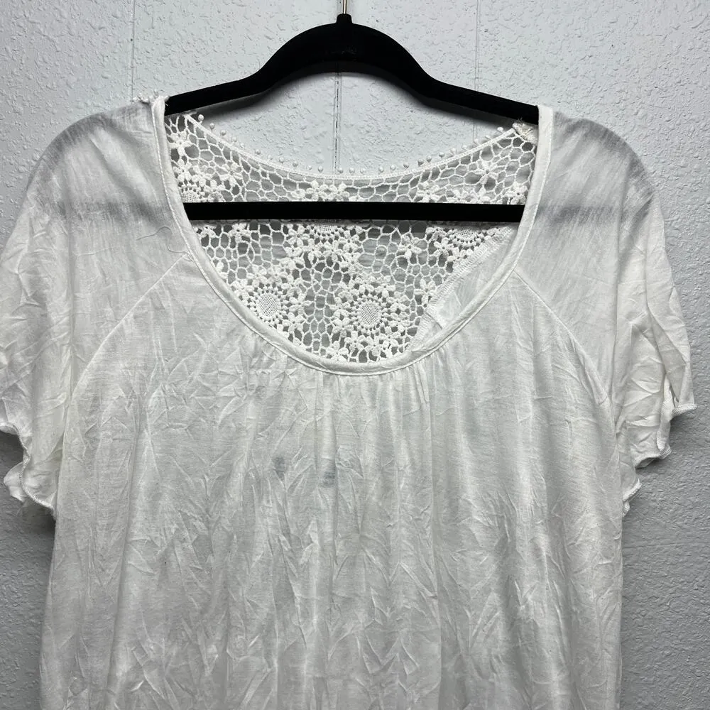 French Laundry Womens Top 1X Lightweight Lace Crinkled Boho Beachy Cottagecore - Image 2