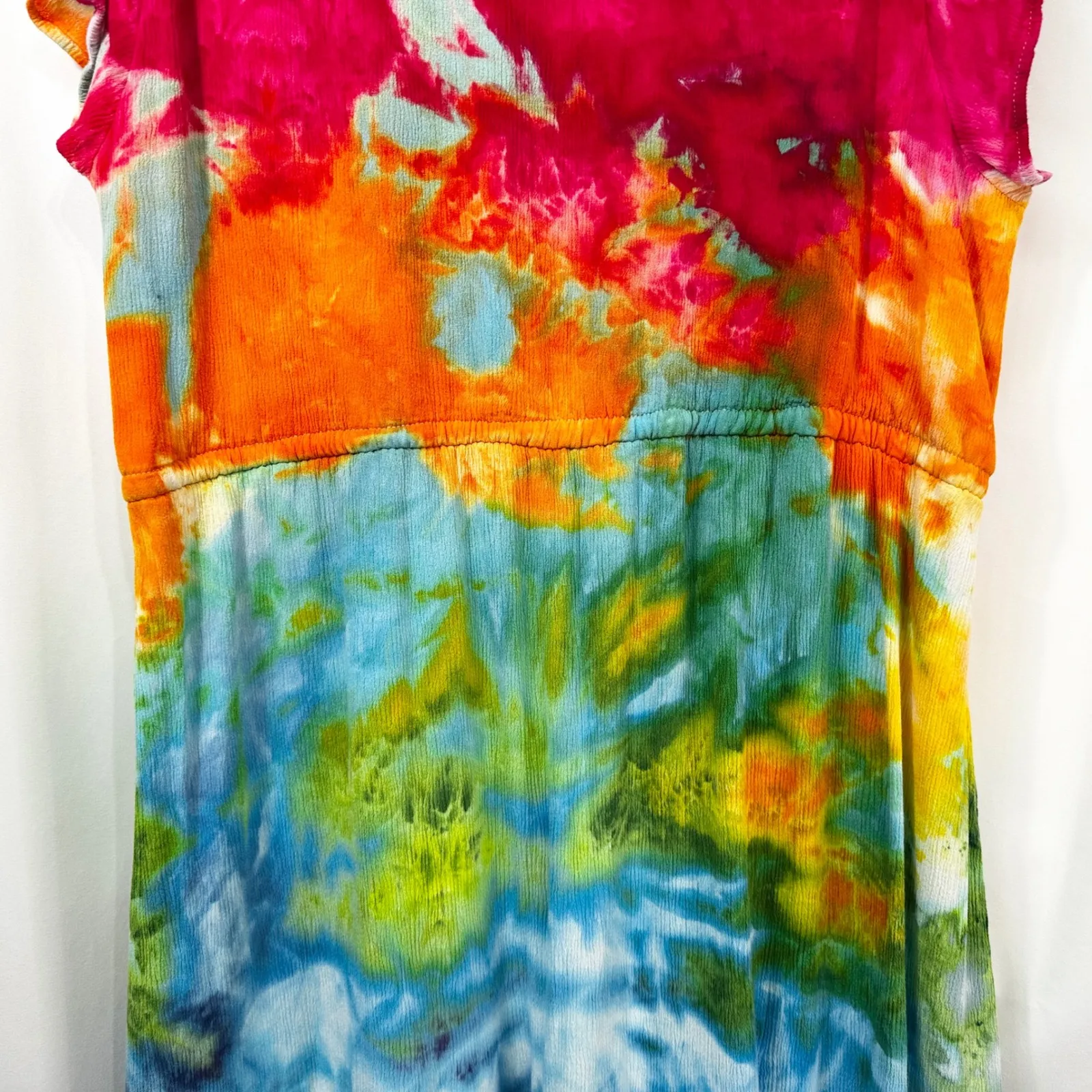 Sonoma Plus Size 2X Dress Handmade Tie Dye Eyelet Midi Tiered Festival Pride 932 - Image 7
