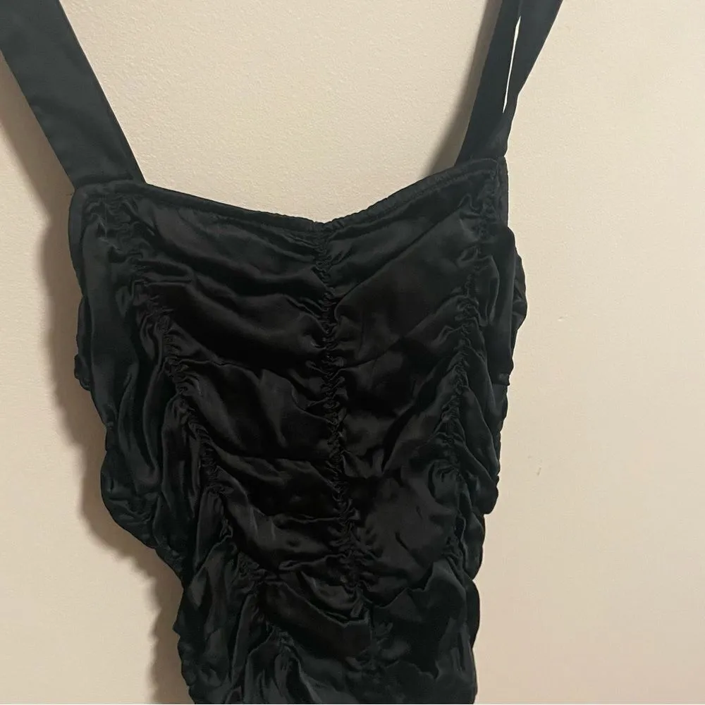 & Other Stories- Gathered Ruched Black Strap Top- Size 2 - Image 3
