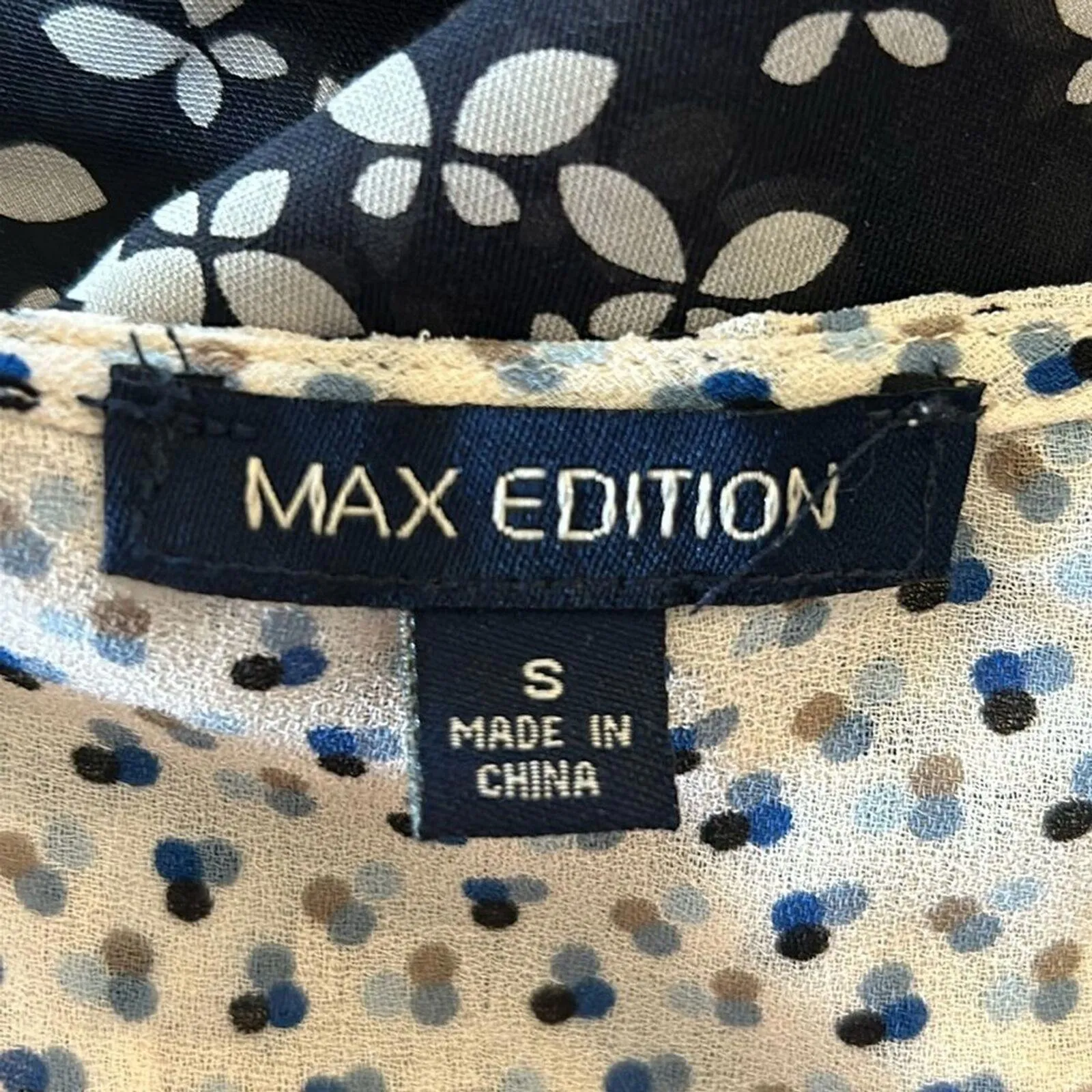 Max Studio Womens Top Small White Polka Dot Puffy Sleeve Office - Image 6