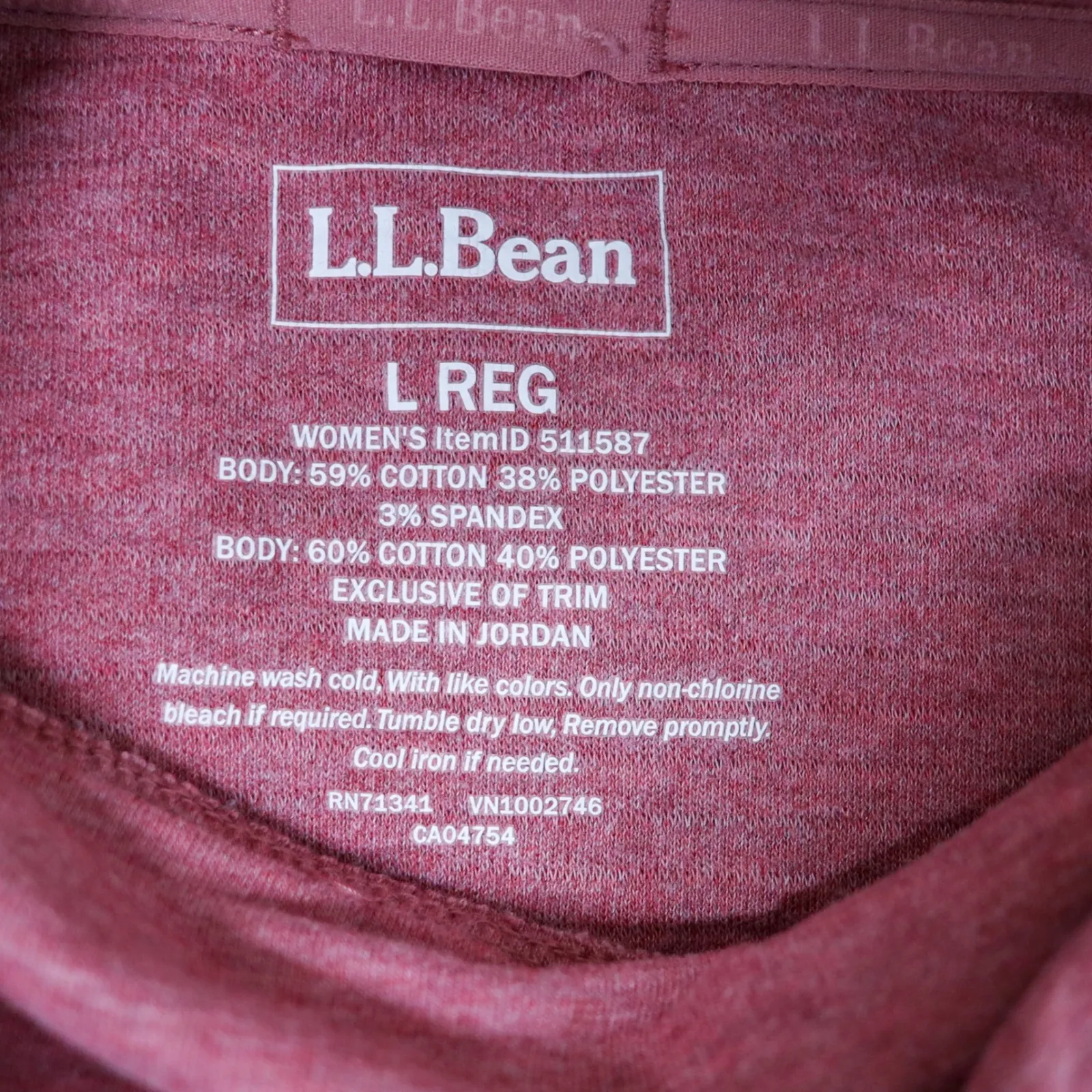 LL Bean Women's L Pink Cowl Neck Long Sleeve Pullover Sweatshirt Thumbholes Size L - Image 9