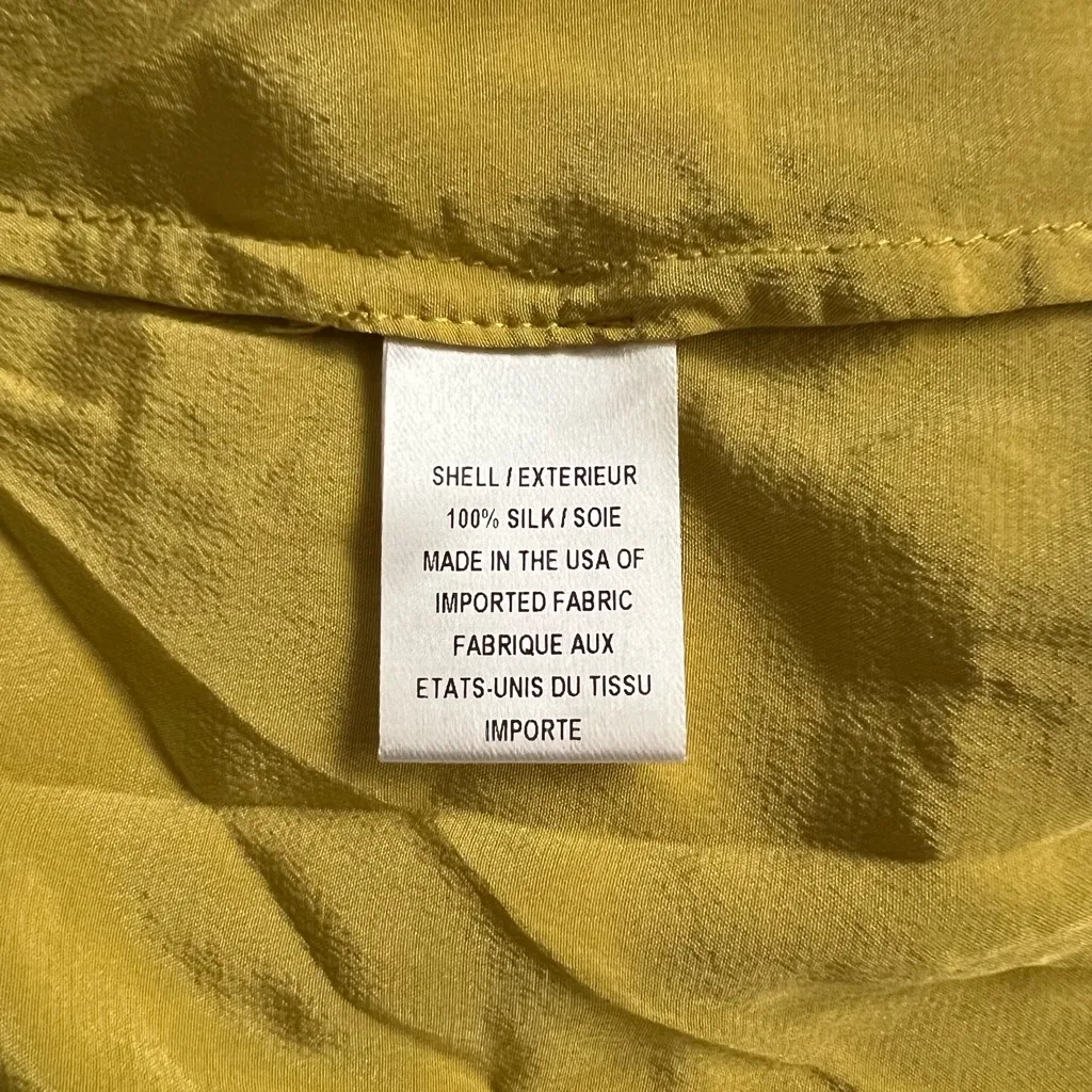 MILLY Mustard Yellow Silk Ruffle Sleeve Feminine Peasant Cottage Blouse Top 10 - Image 4