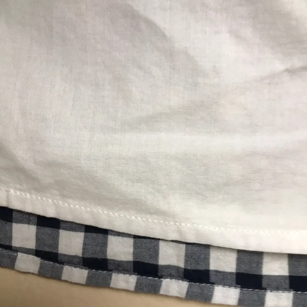 Abercrombie & Fitch Women’s Plaid Off the Shoulder Blue White Shift A-Line Dress - Image 6