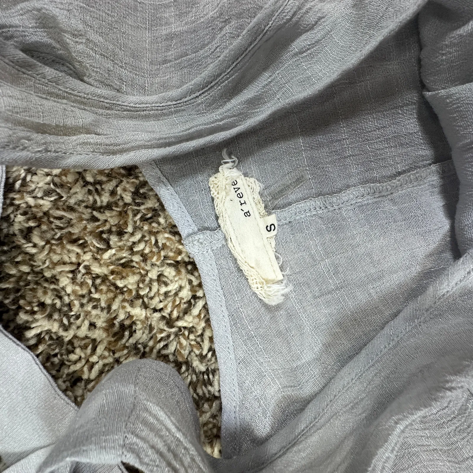 A’Reve Anthropologie BoHo Grey and White Lace Tunic / Short Dress Size Small - Image 5