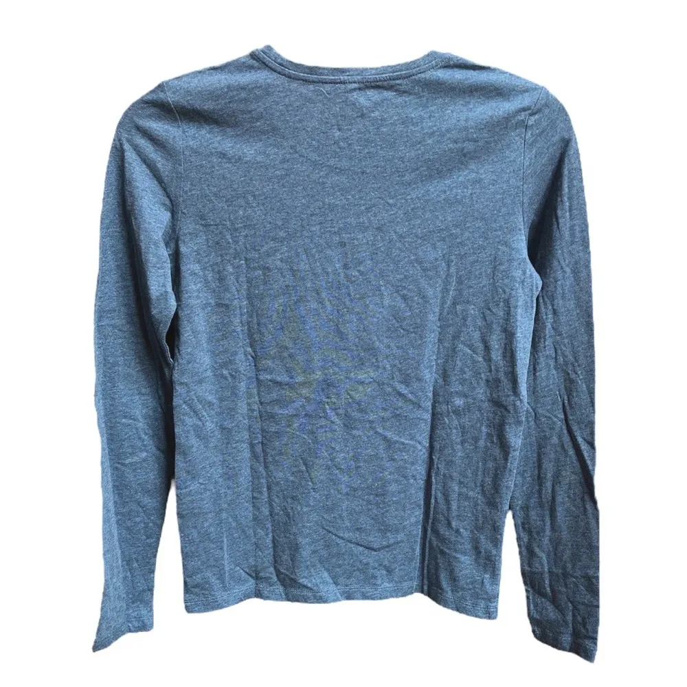 Everlane The Organic Cotton Long Sleeve Crew Neck Tee Heather Blue Size XSmall - Image 2