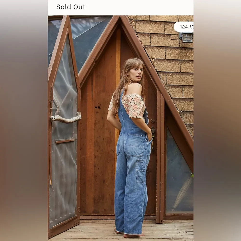 NWT Anthropologie Edwin Sadie Utility Denim Overalls RipTide Size L - Image 2