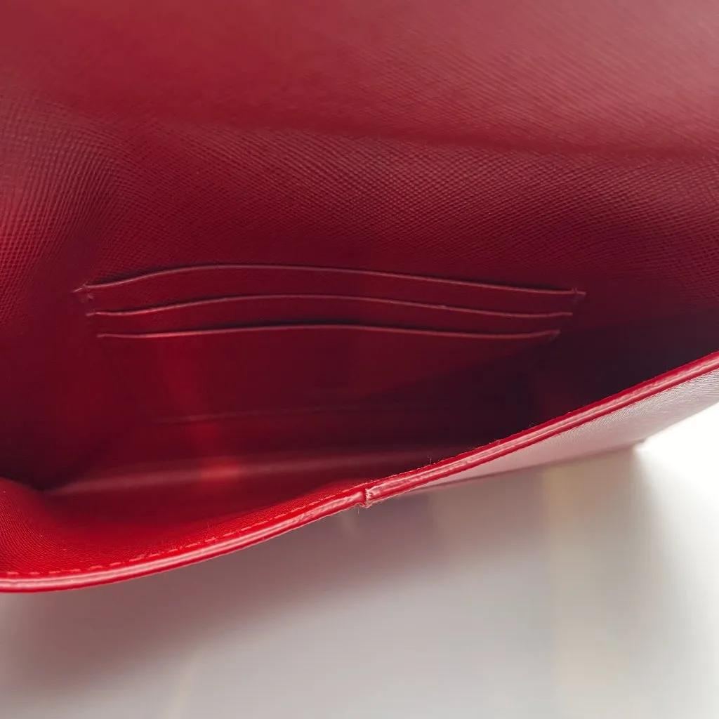 Prada Red Saffiano Slim Leather Envelope Clutch Wallet - Preowned - Image 11