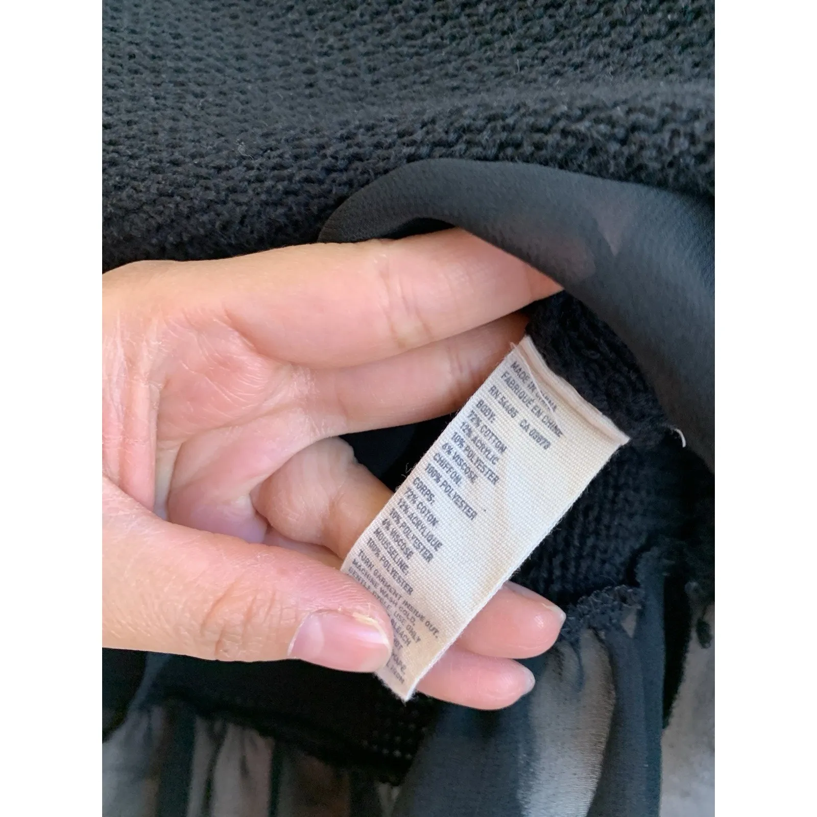 American Eagle Women’s Sweater Ruffle Hem Knit Pullover Black Size XS TP - Image 6