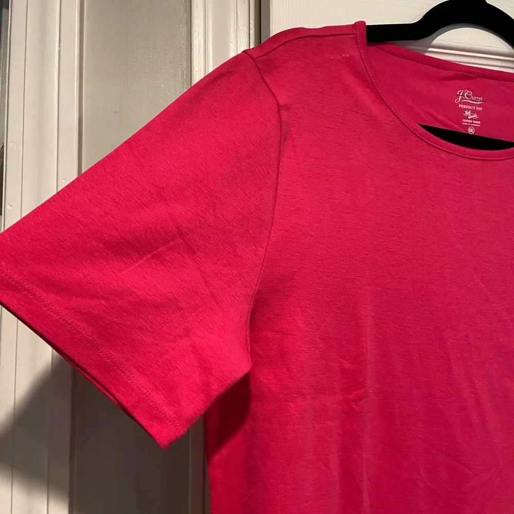 NWOT J. Crew Size XXL Perfect Fit Tee Shirt Short Sleeve Cotton Crew Bright Pink - Image 5