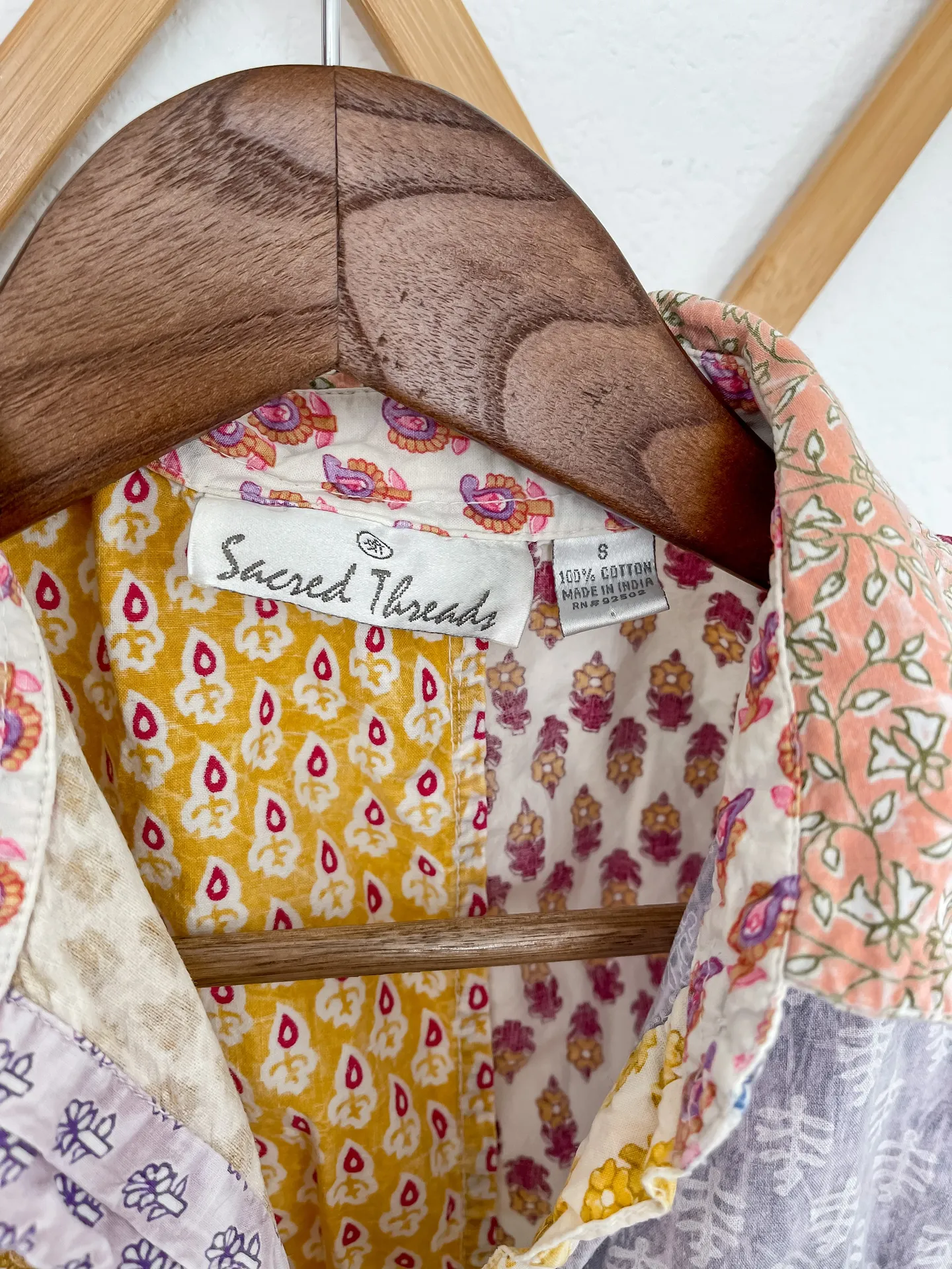 Sacred Threads Patchwork Short Sleeve Button Down Top - Image 6