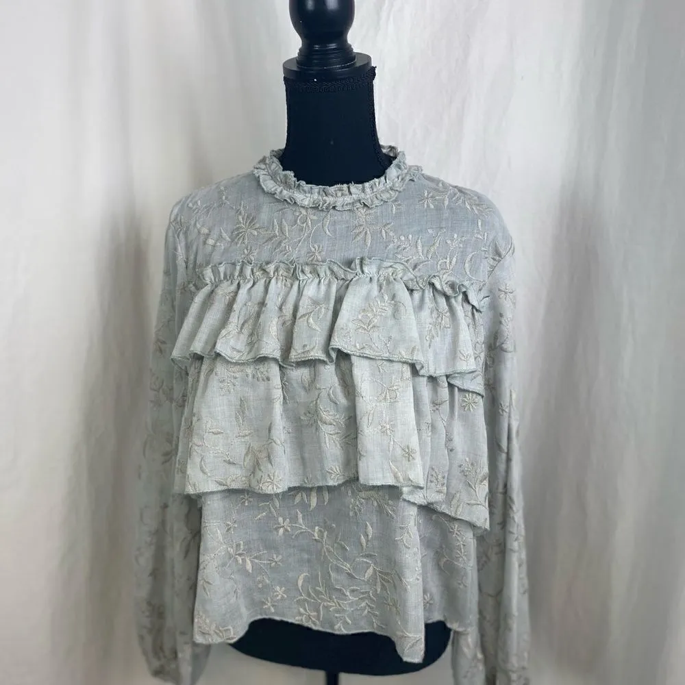 ZARA #112  Basic Cropped Ruffle Front Blouse - Image 4