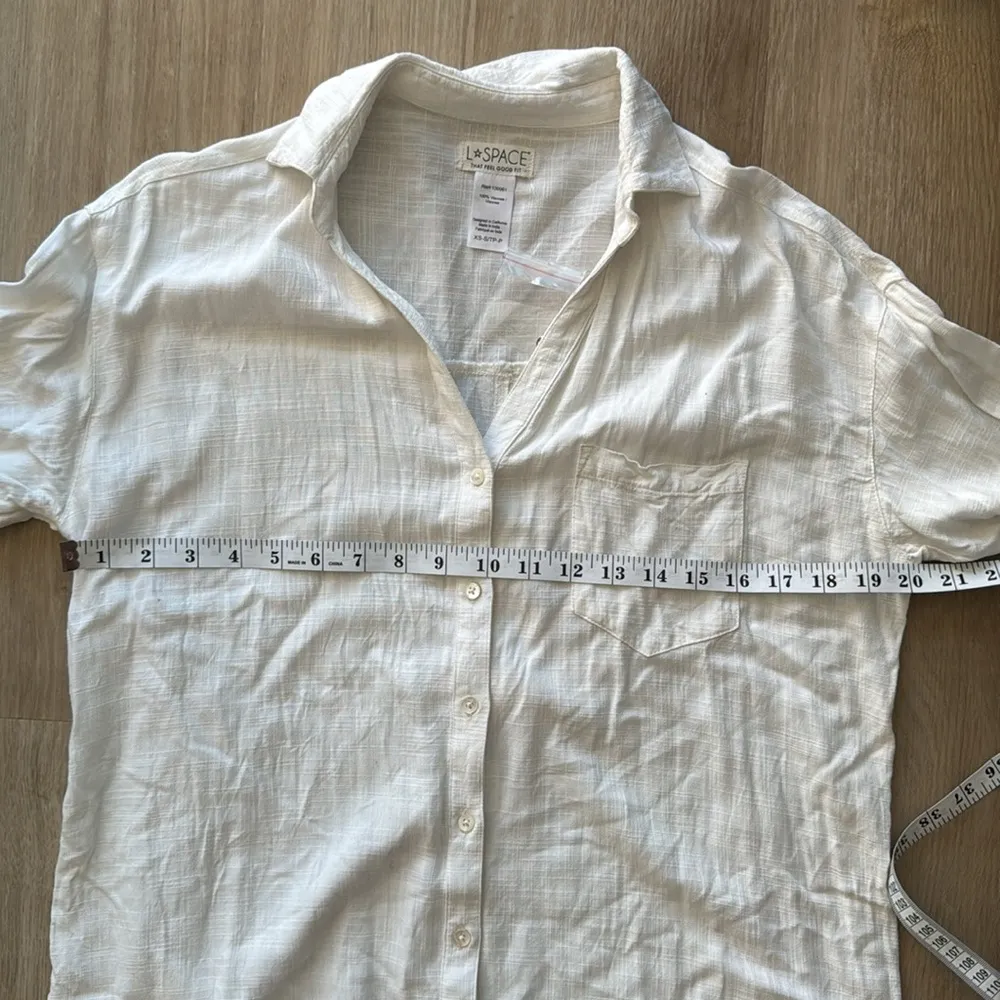 L*Space Button Down White Long Viscose Tunic sz XS - Image 6