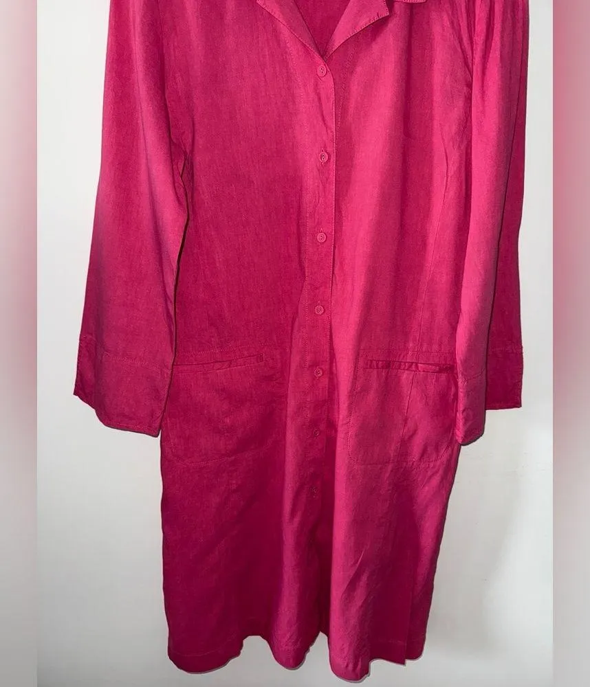 pink linen blend shirt dress. Size small - Image 5