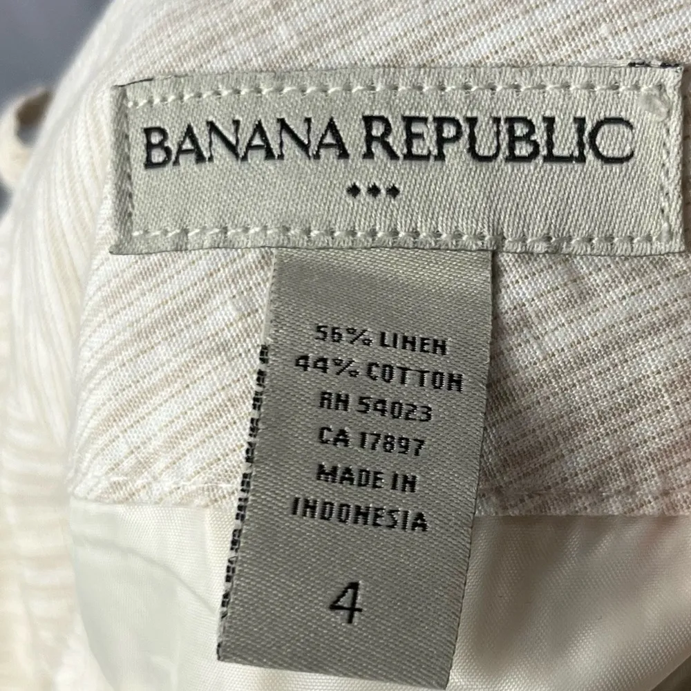 Banana Republic Beige & Cream Y2K Stripe Linen Wide Leg Trouser Pants 4 - Image 5
