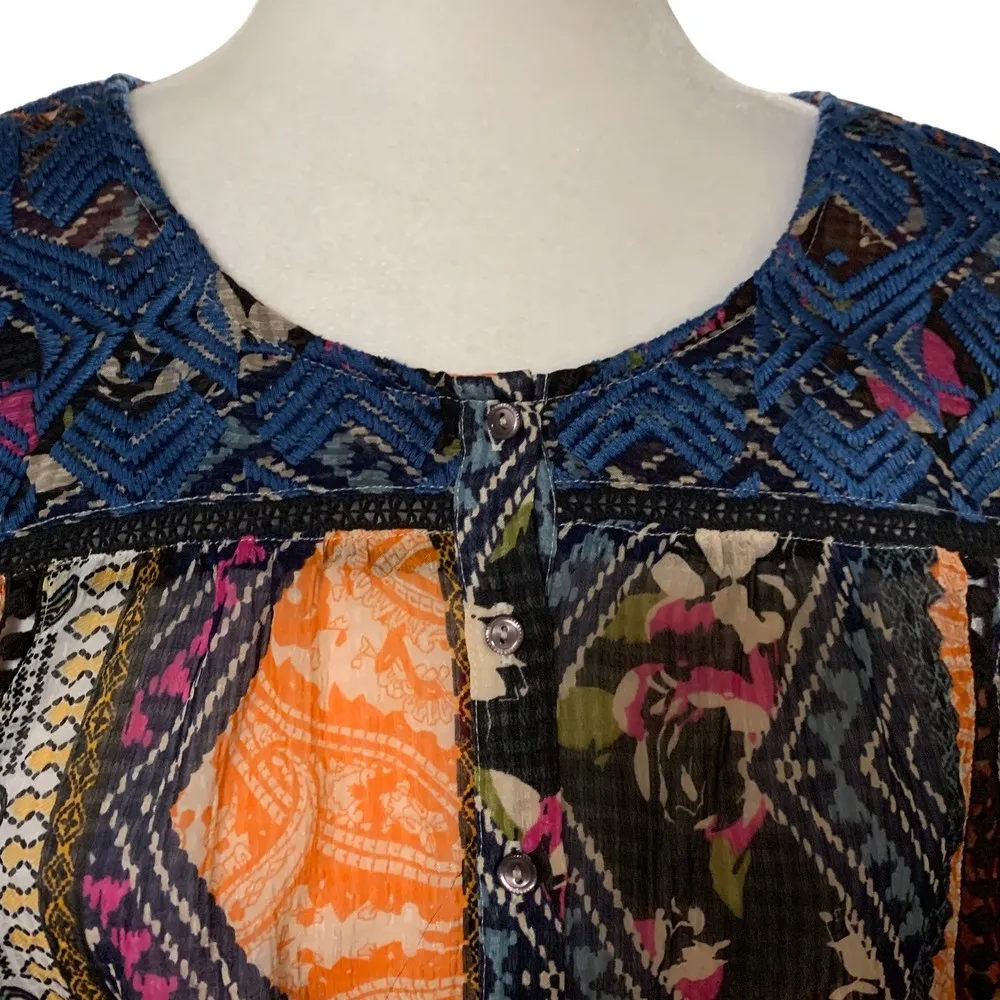 Anthropologie | Vanessa Virginia Bold Print Bohemian Cottage Core Blouse Size 2 - Image 2