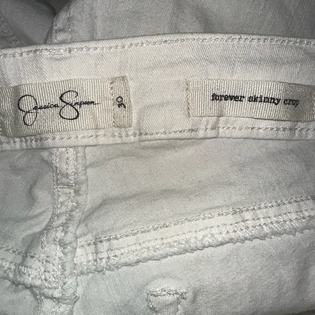 Jessica Simpson Forever Skinny Crop White Jeans Size 30 - Image 5