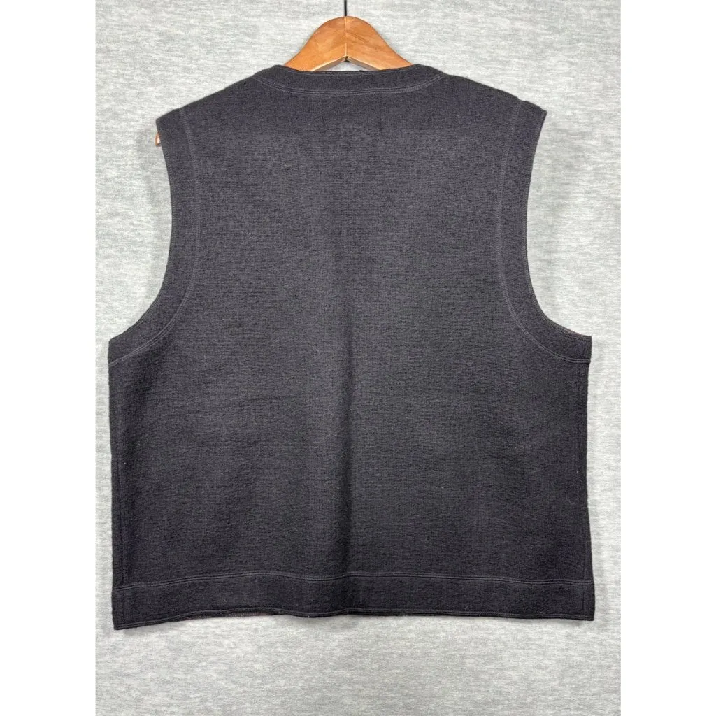 Woolrich Womens 100% Wool Vest L Black Cabin Patchwork‎ Bear Tree Buttons Rustic - Image 7