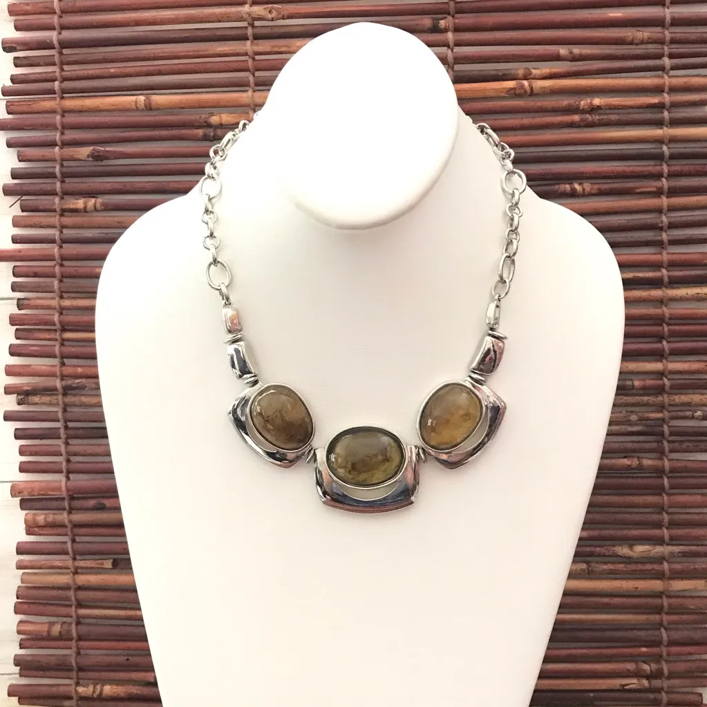 White House Black Market Bold Silver Tone Necklace - Image 2