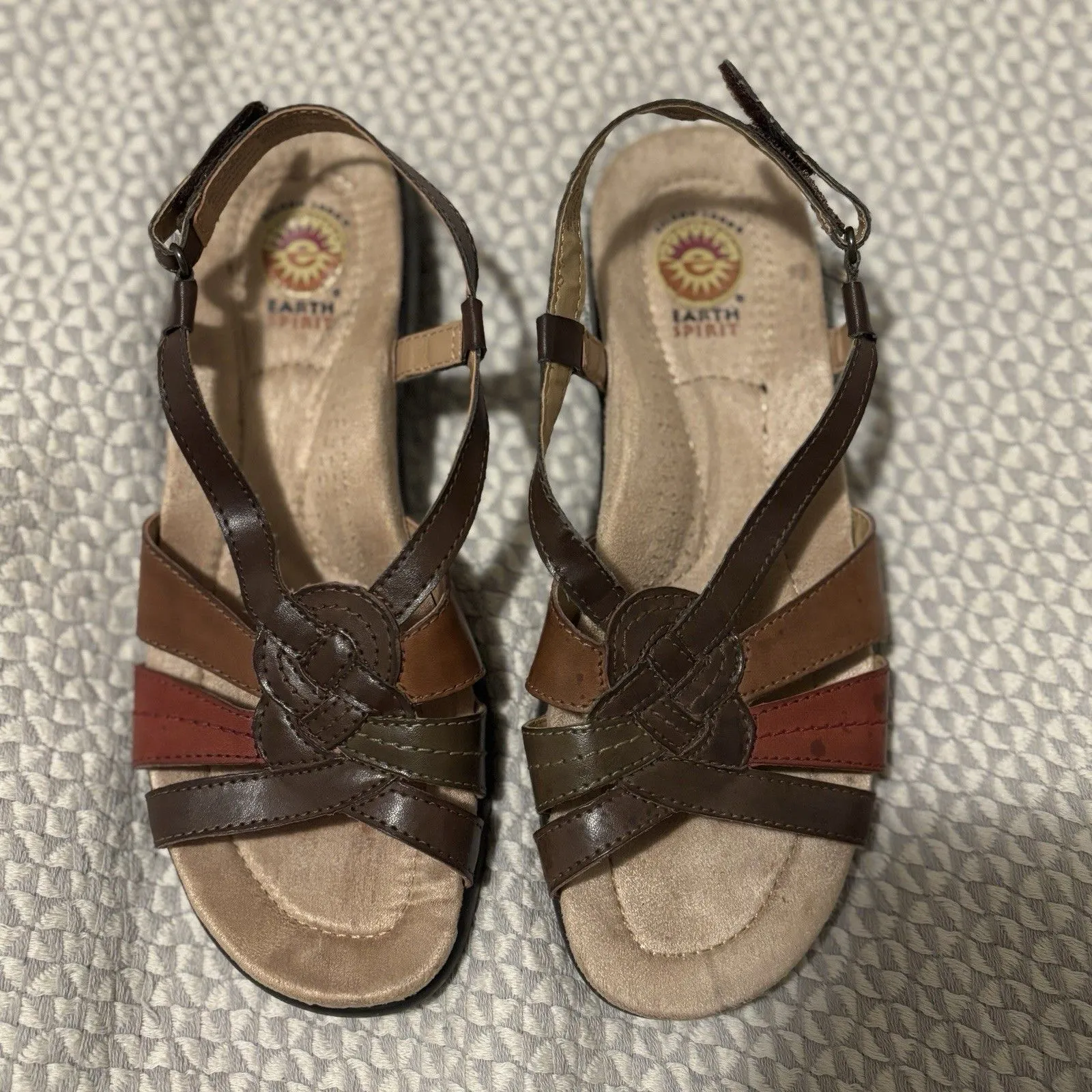 Earth Spirit Leather Sandals Womens 8 Multi Color Comfort Walking Strappy Shoes - Image 3