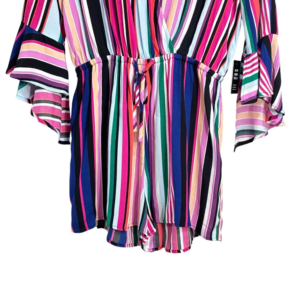 Express Multicolor Striped Flowy Lightweight Romper Women's Small NWT - Image 6