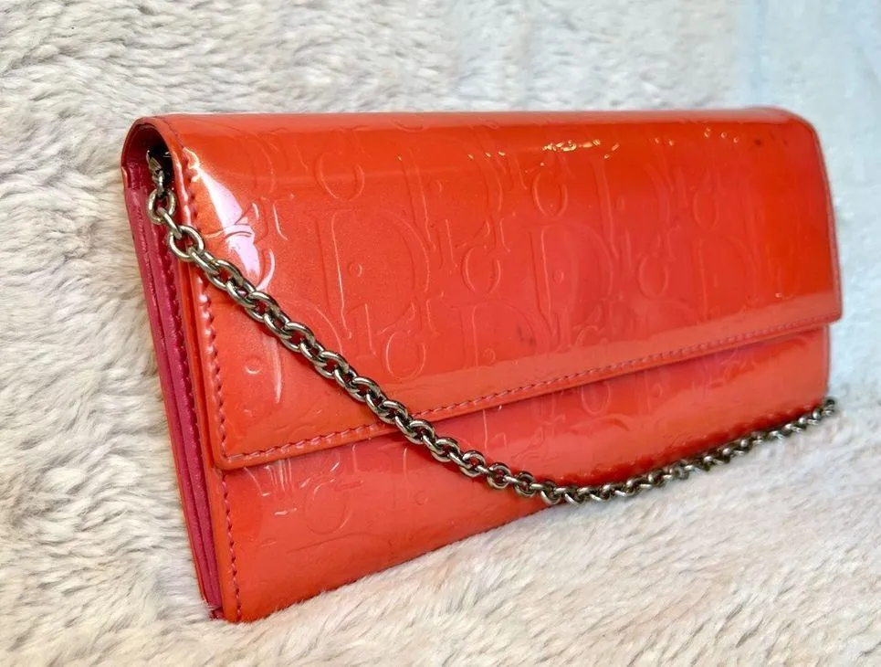 Christian Dior Pink Patent Leather Trotter Wallet WOC - Image 4