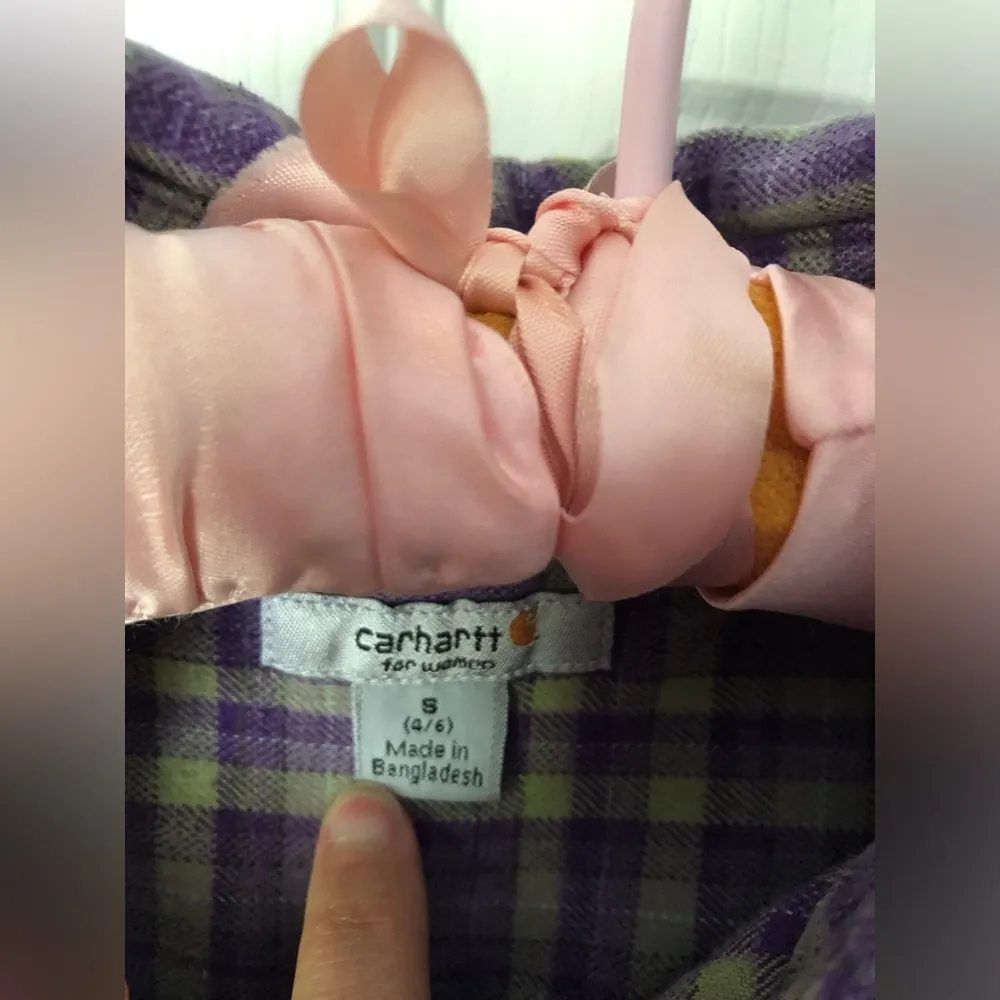 Carhartt Women's Cotton Flannel plaid Button up Shirt sz S color faded - Image 5