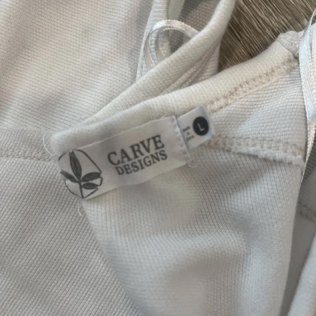 Carve Designs Top Womens Large White Long Sleeve Boho V-neck Top - Image 2