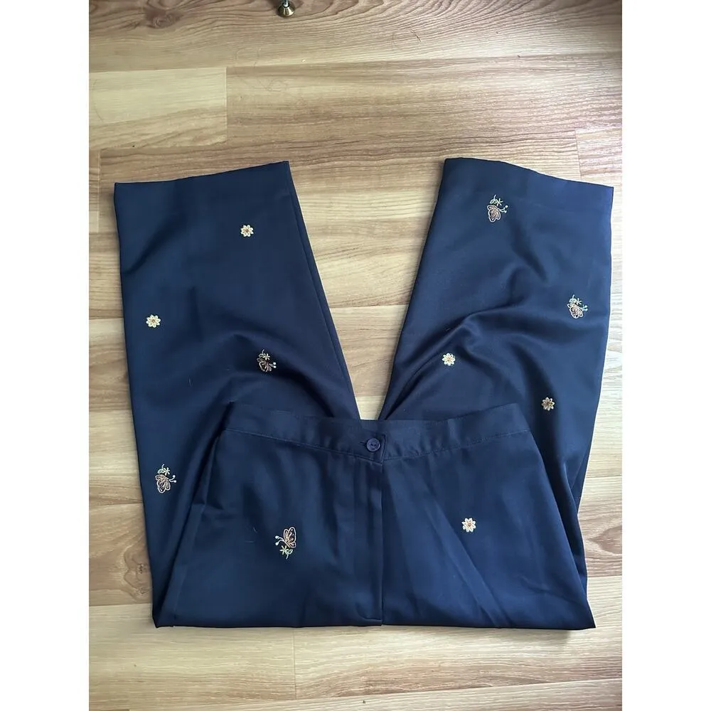 Alfred Dunner Pants Womens 6P Blue Wide-Leg Hi-Rise Elastic Waist Cropped - Image 4