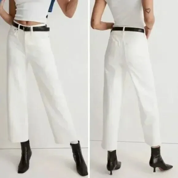 NEW Madewell The Perfect Vintage Wide-Leg Crop Jean‎ Tile White, 27 - Image 2