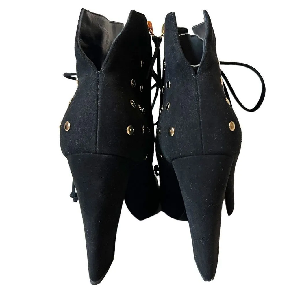 GiuseppeĀ Zanotti AlienāStudded Black Suede Peep ToeāHeeled Booties - Image 7