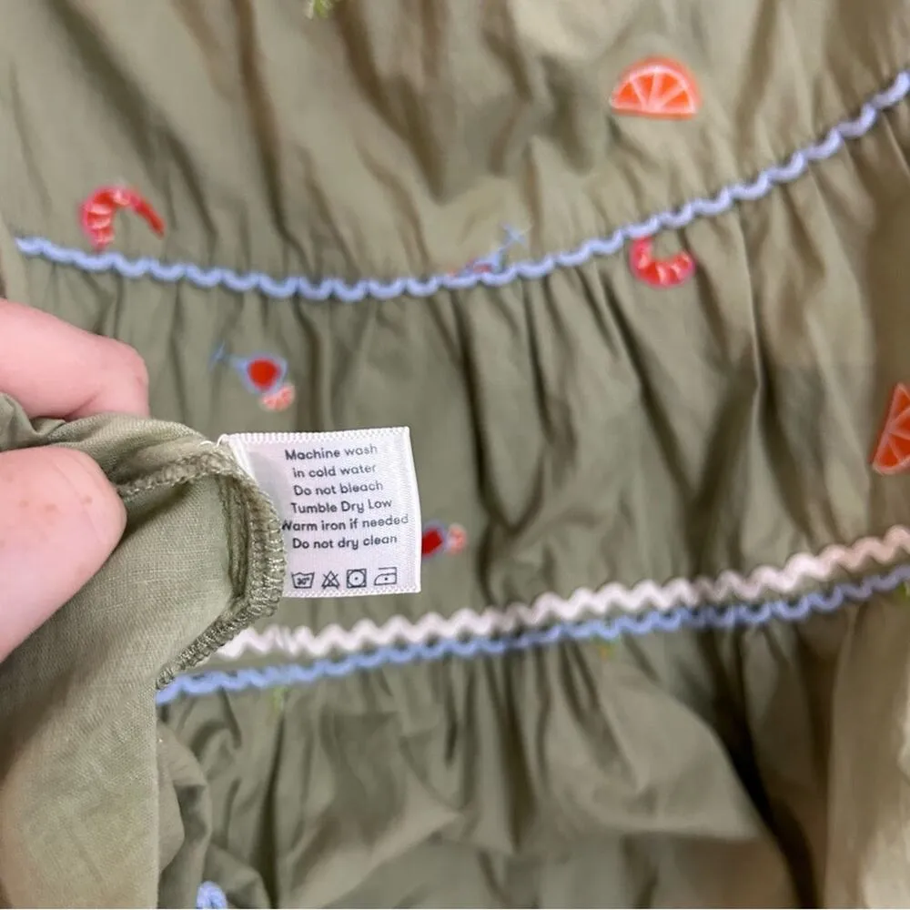 Roller Rabbit Ocaso Ashton Skirt Womens Size 36” XXS Green Fruit Shrimp Spritz - Image 9