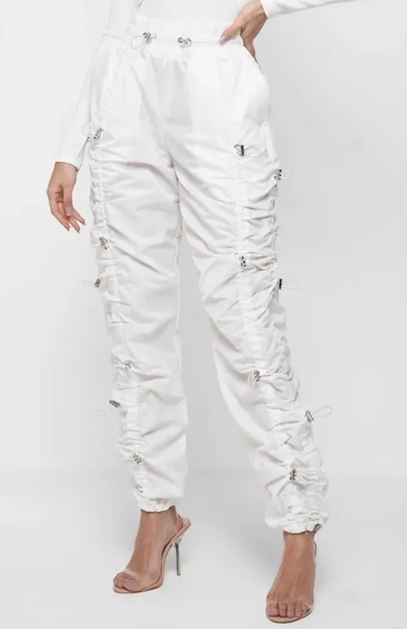 Manière De Voir Ruched Cargo Pants Size 4 Streetwear Techwear Bungee Joggers - Image 1