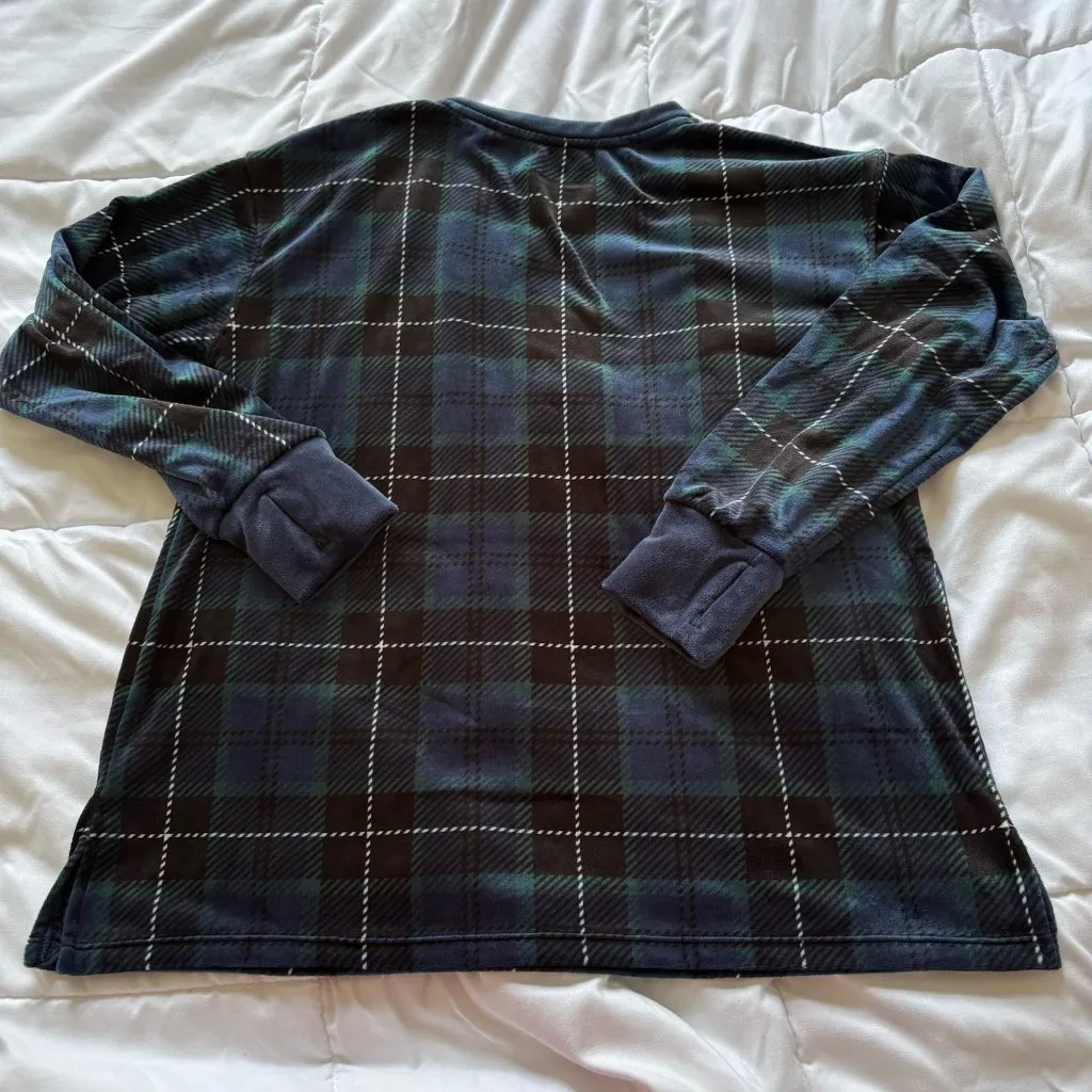 Cuddl Duds Womens Size Small 2pc Fleece Pajama Set Pj Plaid Green Blue Soft - Image 8
