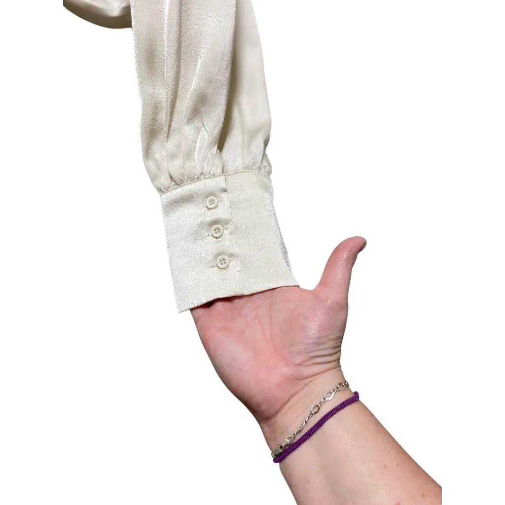 Altar’d State Satin Cropped Ruched Pirate Blouse Cream Size M Festival Baddie - Image 8