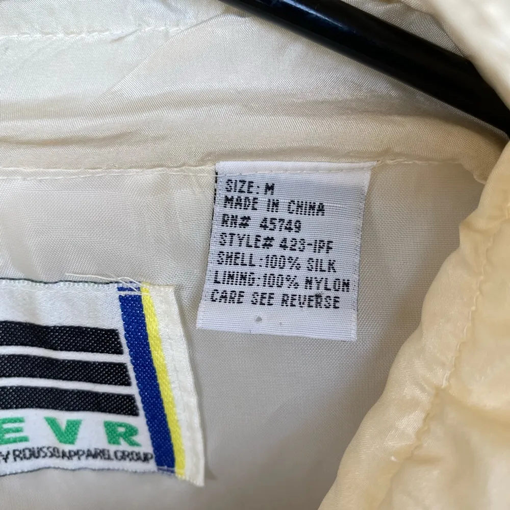 Vintage EVR 100% Silk Bomber jacket track suit Size M - Image 6