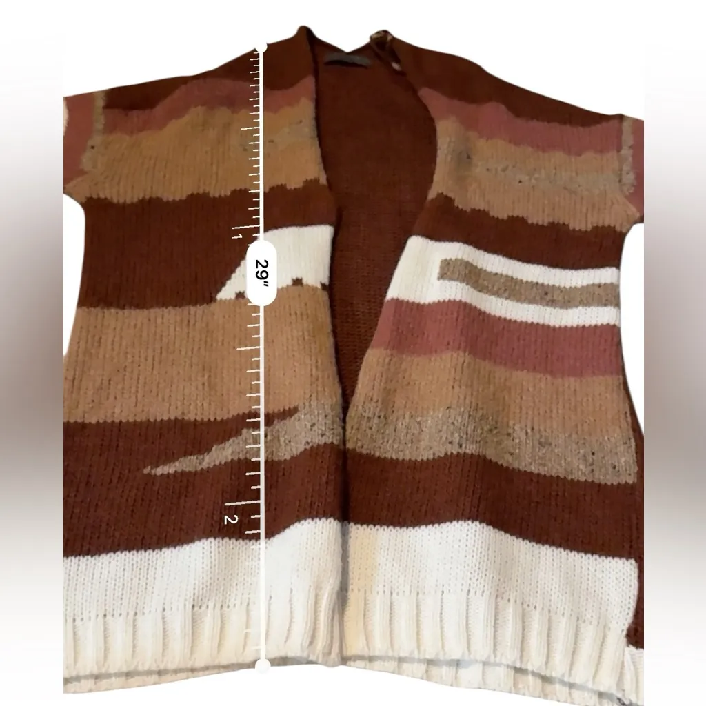 Elsamanda Wool Blend Cardigan Women’s Size Small Chunky Knit Earth Tones Italy Brown - Image 9