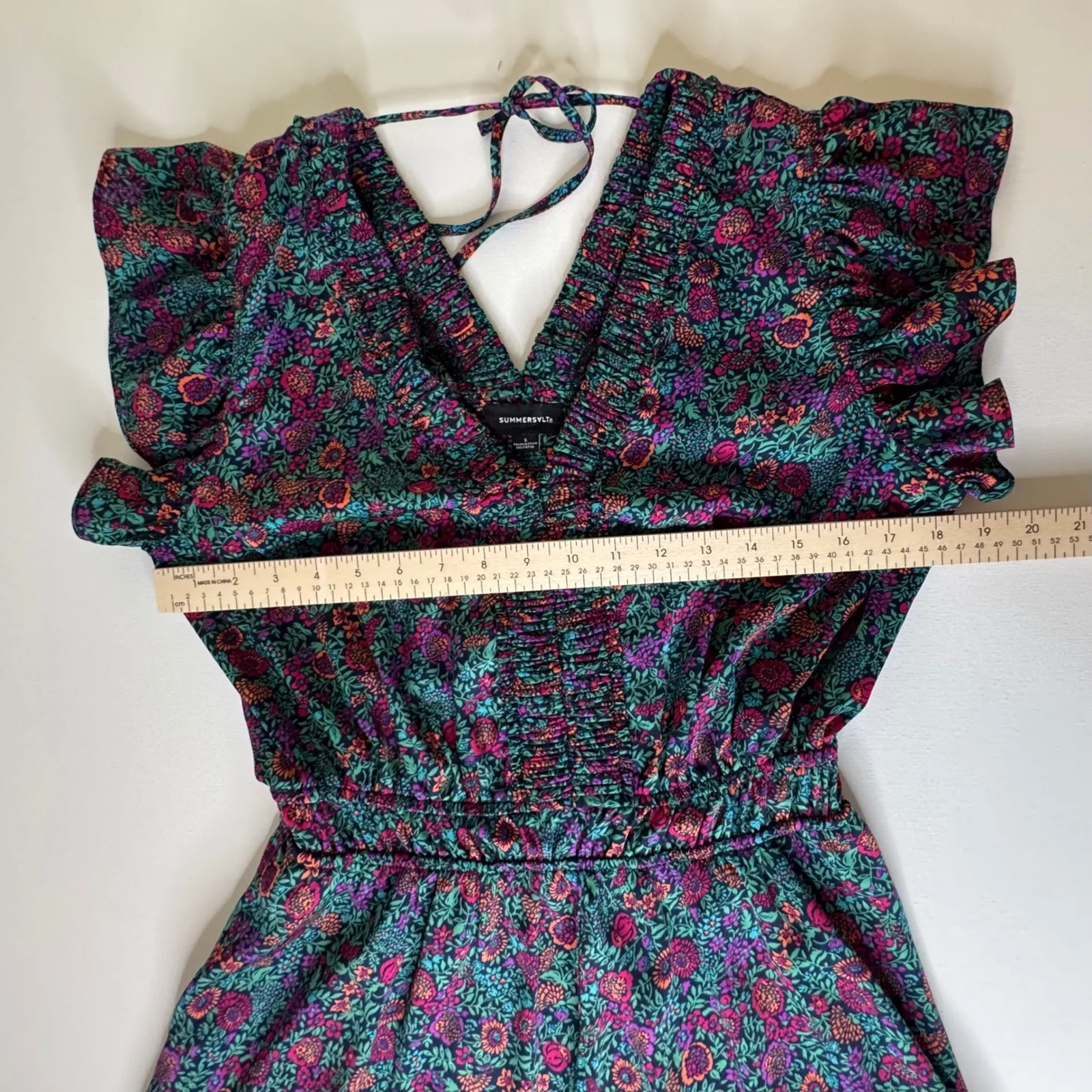 Summersalt The Silky Luxe Ruffled‎ Romper Sz Small Floral Cover Up Beachy Resort - Image 12