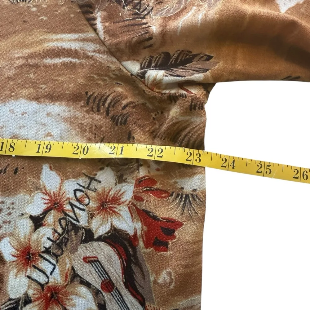 Vintage Entity Womens Hawaiian Shirt 1X Floral 3/4 Sleeves Honolulu Luau Novelty Brown - Image 5