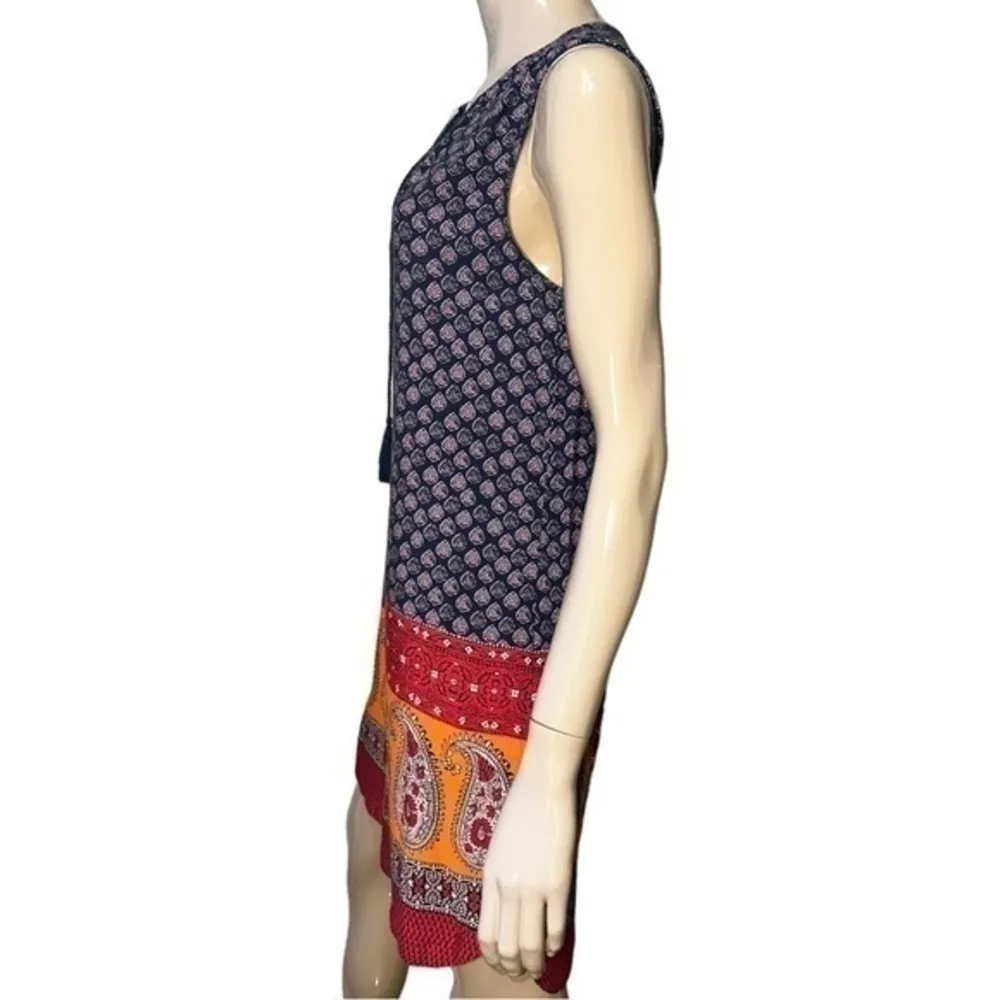 Beach Lunch Lounge Women’s Size S Indigo Blue Red Orange Tassel Saffi Tank Dress - Image 3
