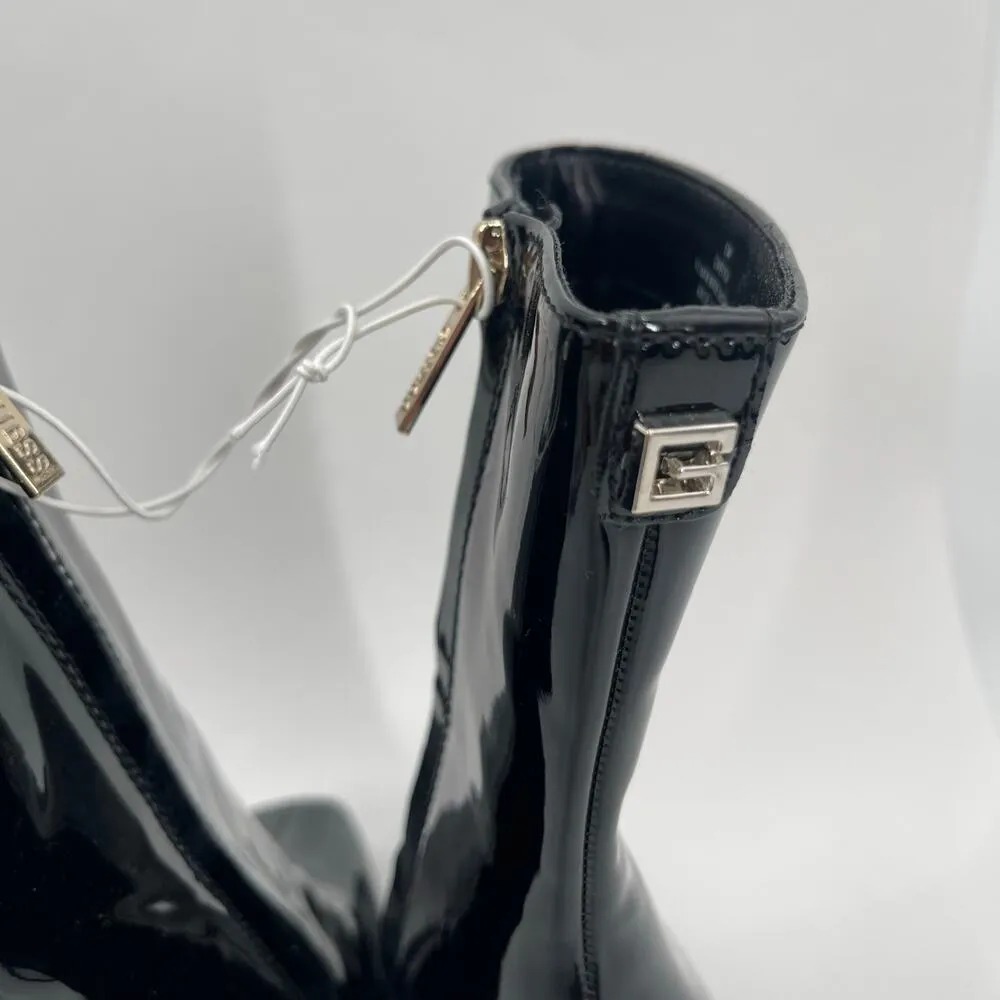 Guess Byra Boots SZ 5 Zipper Block Heel NEW Platform Booties Black Patent NWOT - Image 15