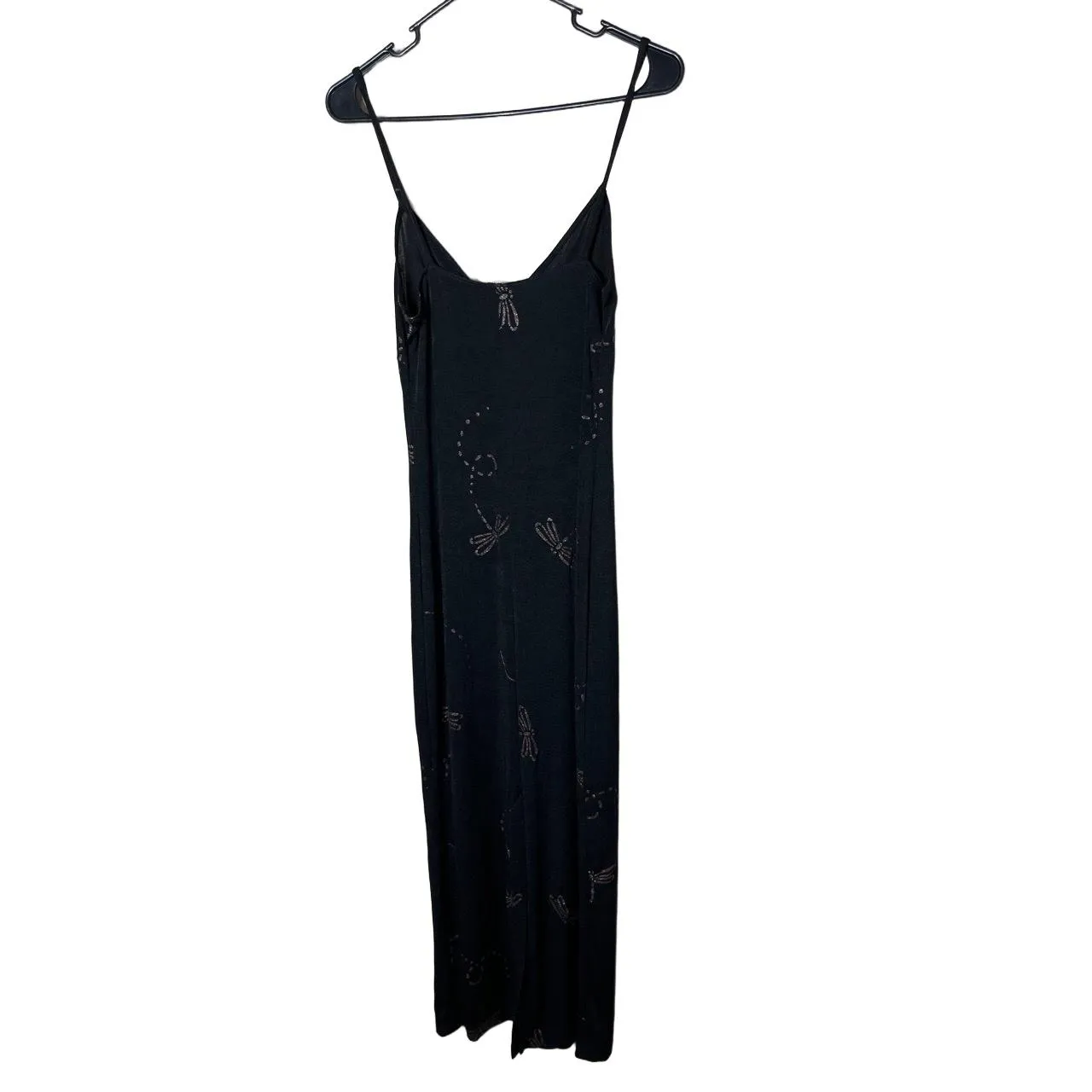 Joule‎ Womens Medium Black Dragonfly Dress Spaghetti Straps Vintage 90s - Image 7