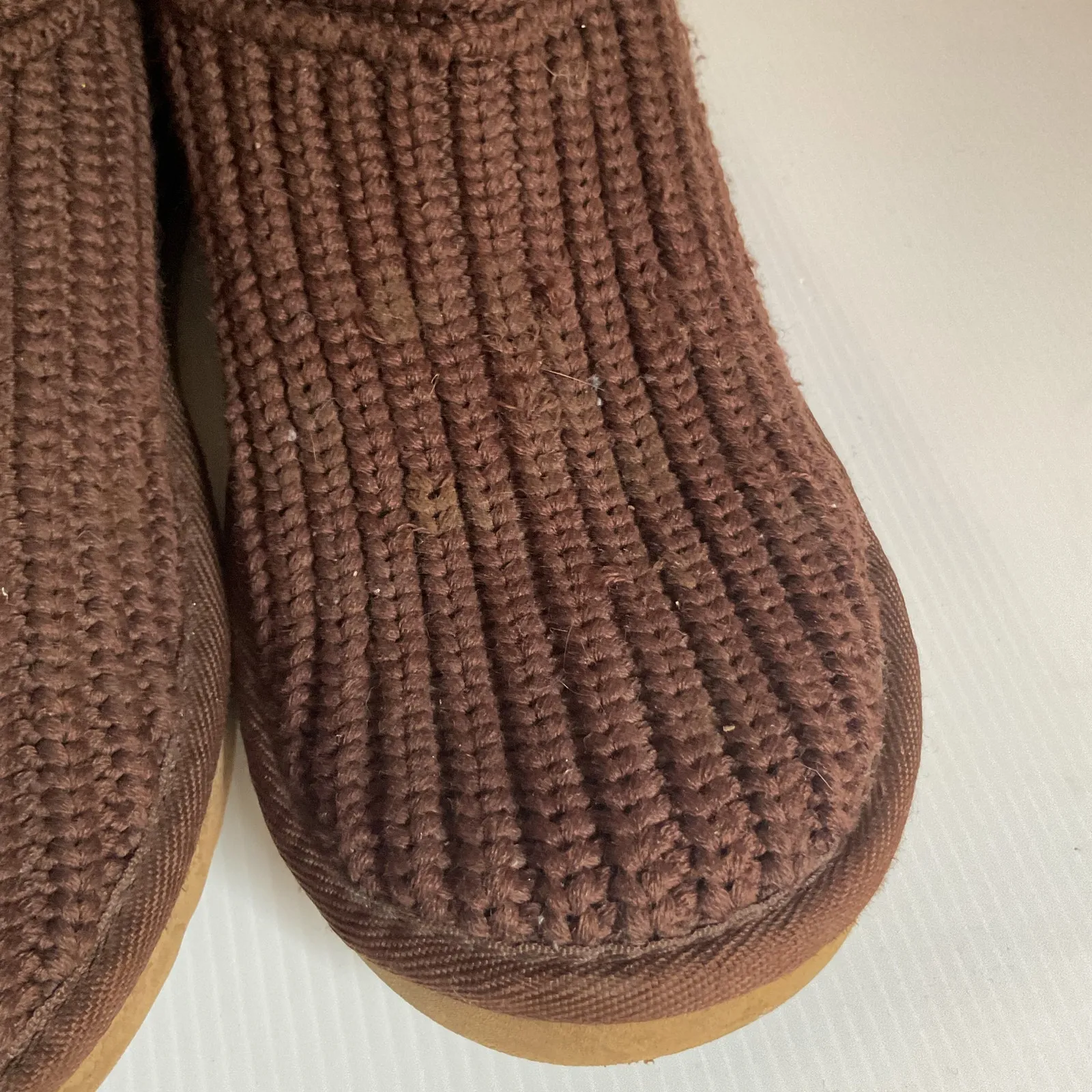 UGG Australia Brown Knit Tall Boots Women’s Size 9 Cozy Winter Slip On - Image 6