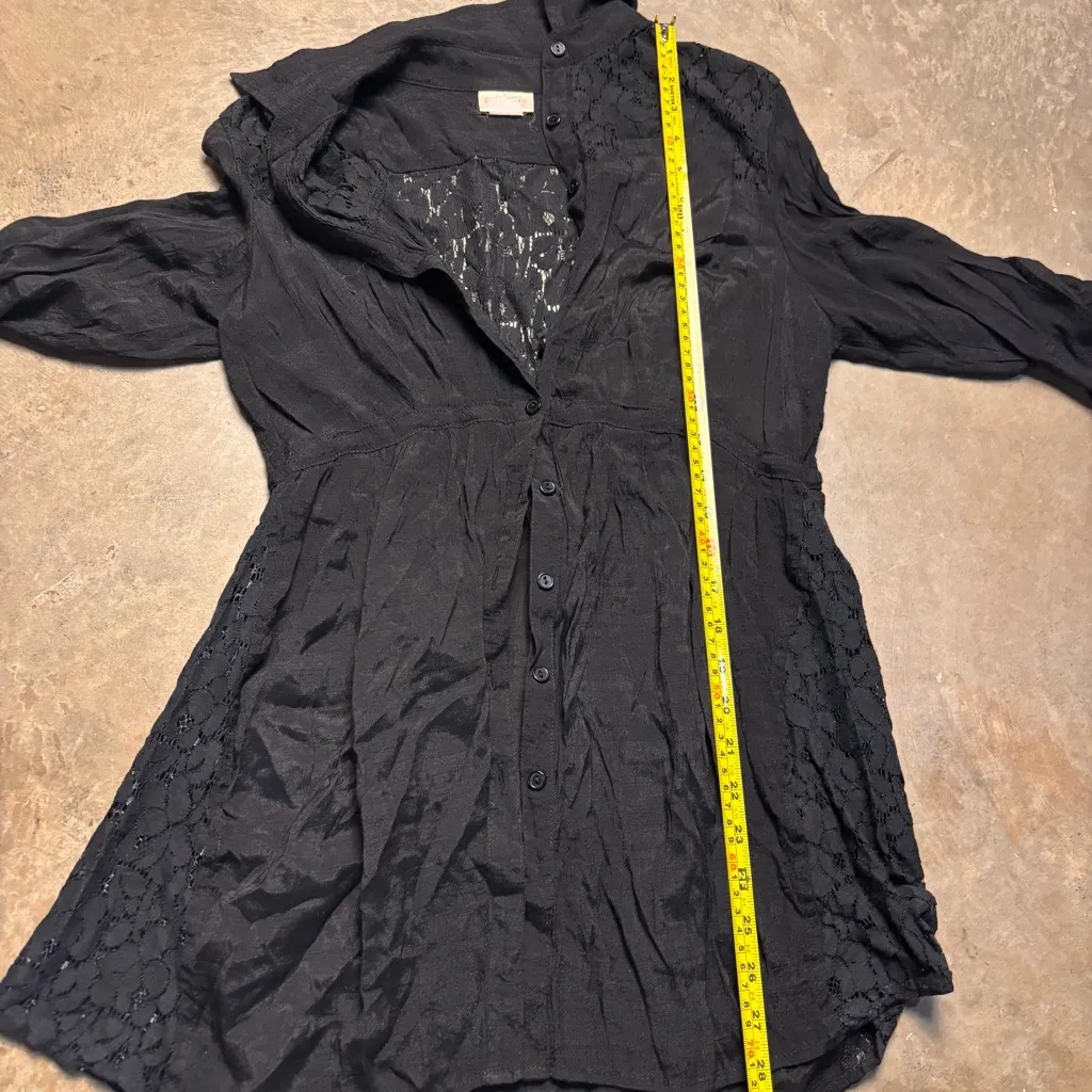 Y2K MallGoth Grunge Dark Coquette Black lace button up Blouse Womens Med Large - Image 6