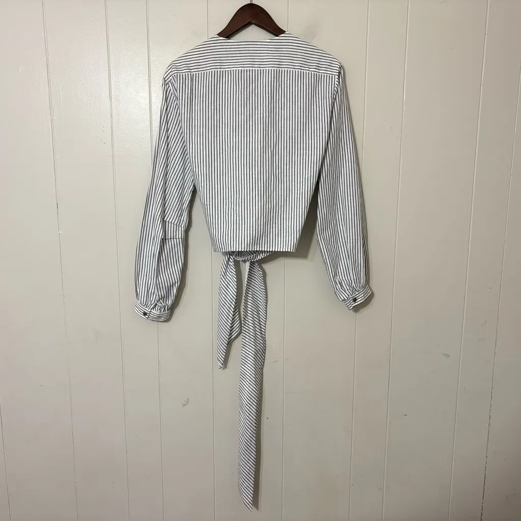 rag & bone Prestco Striped Wrap Blouse Linen Blend Size L NEW - Image 12