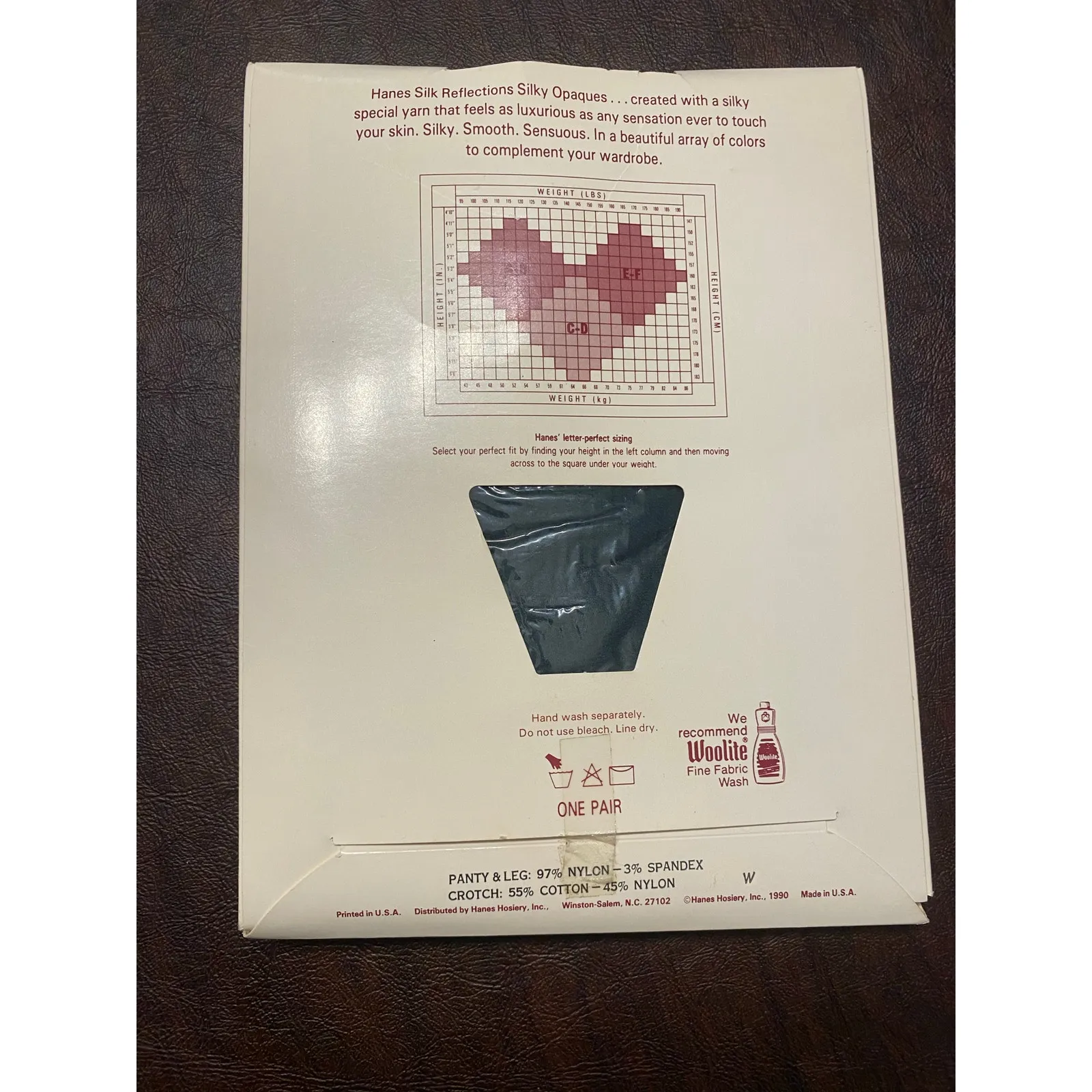 NOS Vintage Hanes Silk Reflections‎ Corduroy Rib Pantyhose Forest Green C-D - Image 2