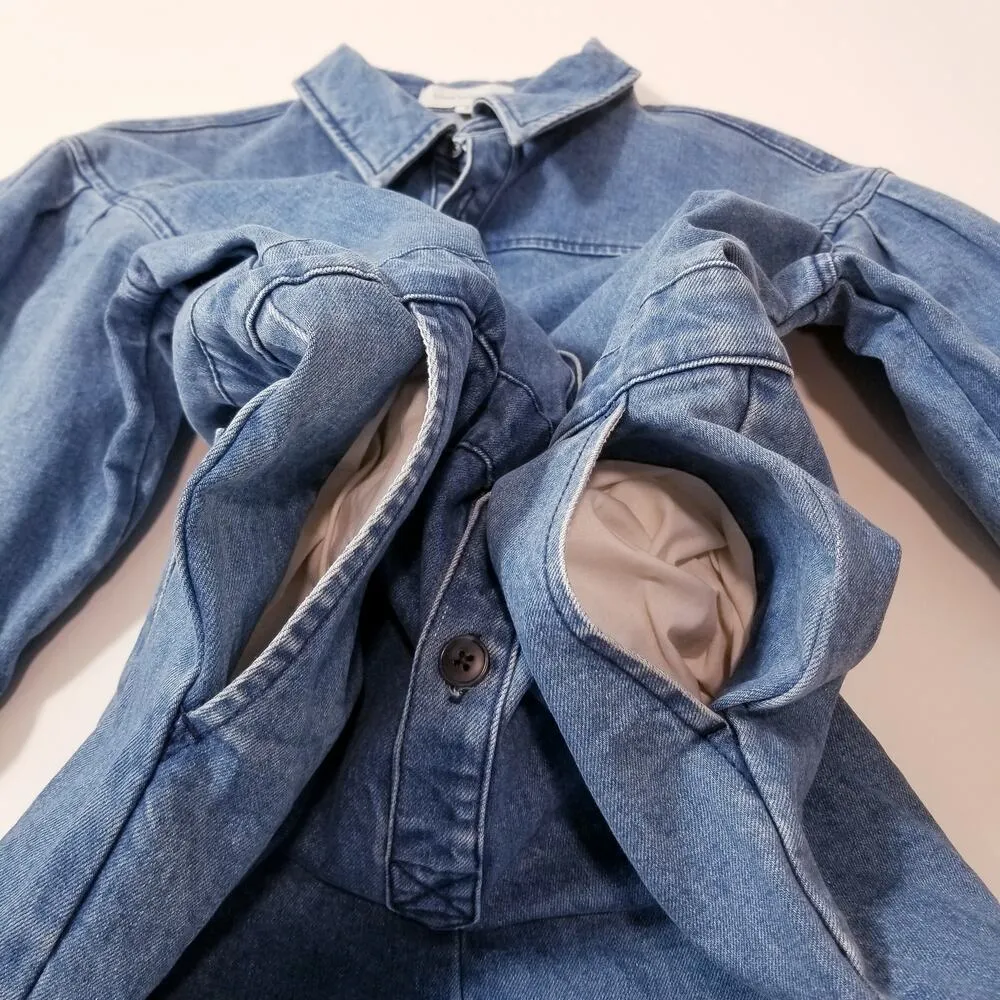 Something Navy Cotton Blend Denim Boilersuit Overall Jeans with Pockets - Image 15